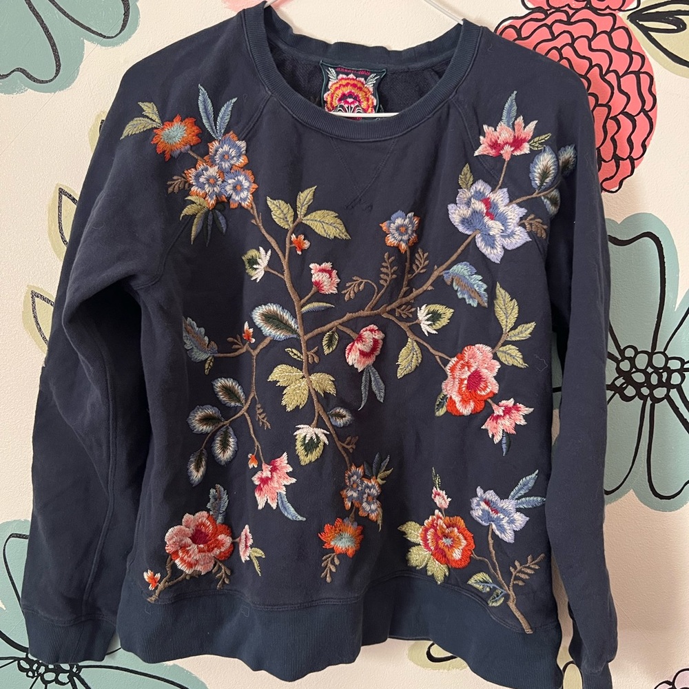 Johnny Was Renata Raglan Sweatshirt size XS